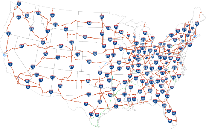 A map of the interstate system in 2006.